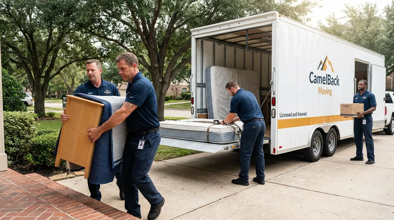 Crew loading residential truck for cross-state move from Dade City, FL