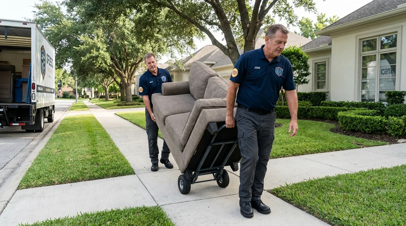 Local residential moving crew loading furniture in Dade City, FL